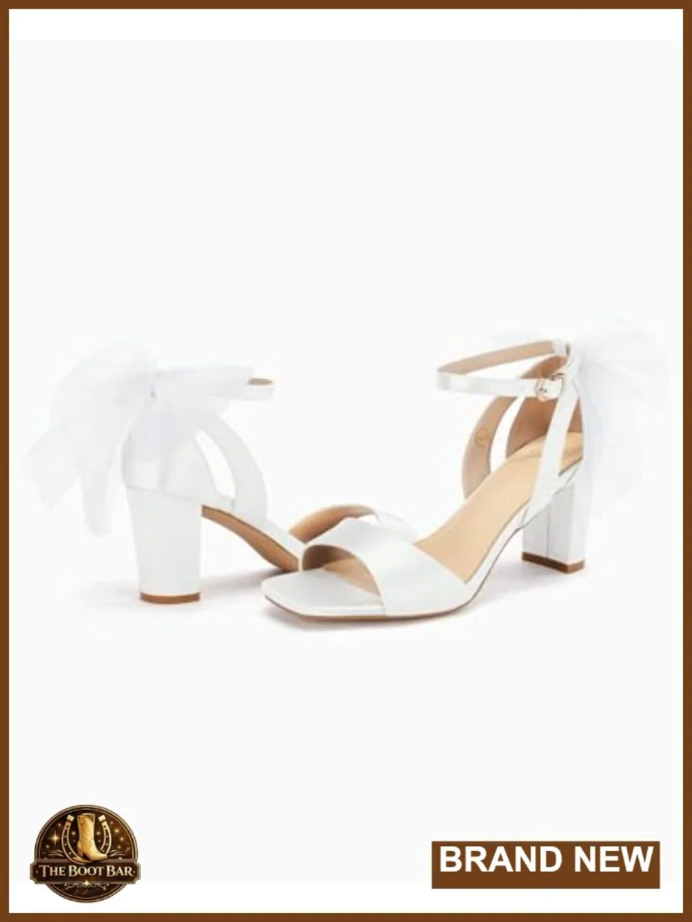 Women's Bow Tie Heeled Sandals Chunky Block Heel Ankle Strap Satin Dress Shoes